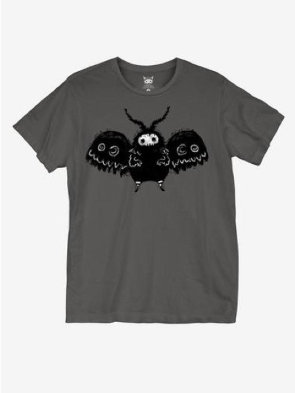 Gray Graphic Tee with Mothman Design